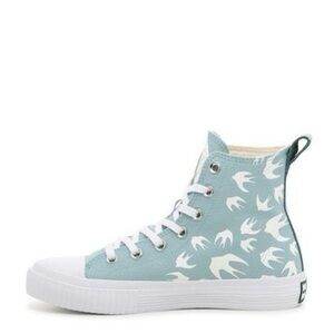 Alexander McQueen Blue Bird Print High-Top Sneakers, NEW